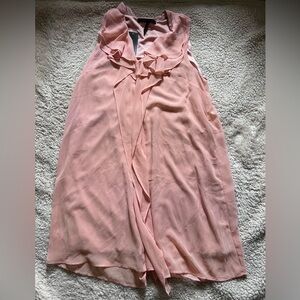 NWT BCBG Max Azria Pink Coral Sleeveless Dress W/ Overlay & Ruffle Front